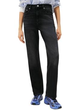 Calça jeans Tommy Jeans Layla preta para mulher.