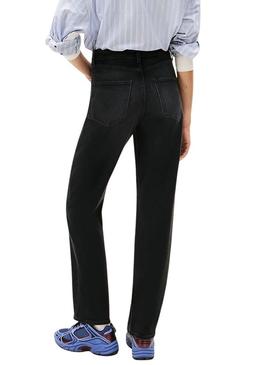 Calça jeans Tommy Jeans Layla preta para mulher.