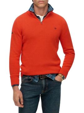Camisa Superdry Henley laranja para homem.