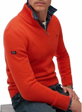 Camisa Superdry Henley laranja para homem.