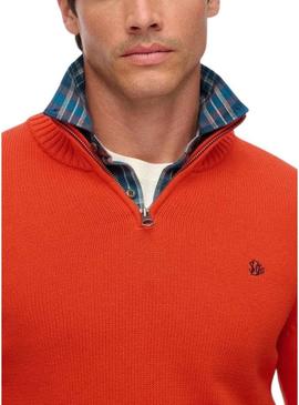 Camisa Superdry Henley laranja para homem.