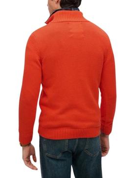 Camisa Superdry Henley laranja para homem.