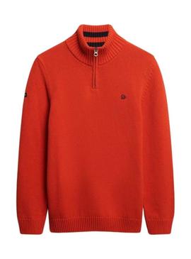 Camisa Superdry Henley laranja para homem.