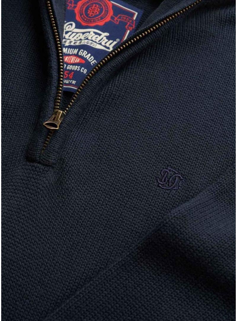 Camisa Henley Superdry em azul marinho para homens.