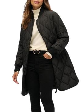 Parka Superdry Quilted preta para mulher.