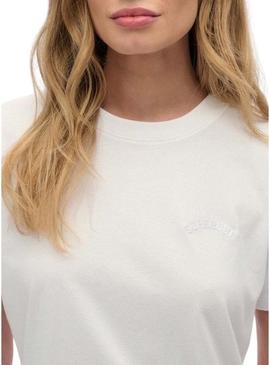 Camiseta Superdry Essential logo branca para mulher.
