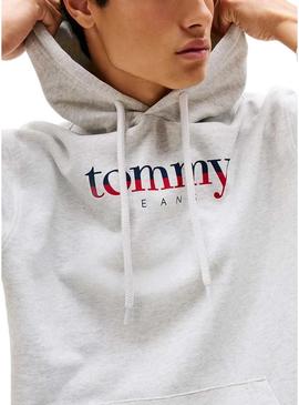 Camisola Tommy Jeans Hoodie DNA cinzenta para homem.