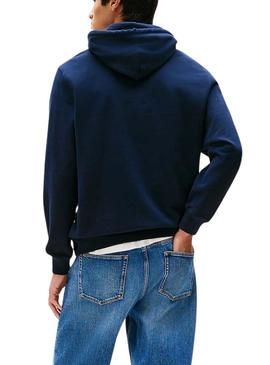 Moletom Tommy Jeans Hoodie DNA azul para homem.