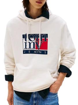Moletom Tommy Jeans Flag branco para homem