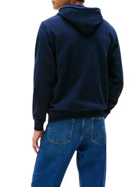 Moletom Tommy Jeans Flag azul marinho para homem.