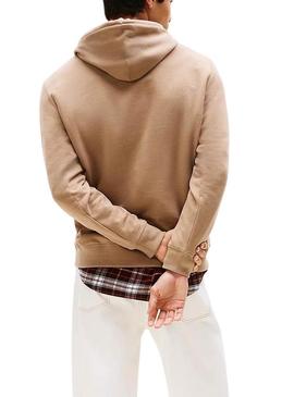 Moletom Tommy Jeans Flag camelo para homem.