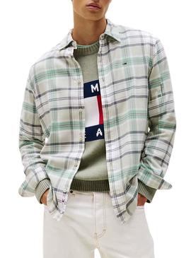 Camisa Tommy Jeans Flannel verde para homem