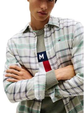 Camisa Tommy Jeans Flannel verde para homem