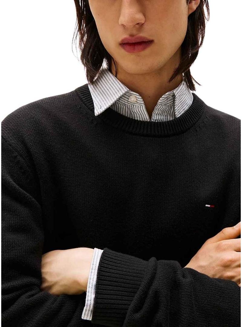 Camisa Tommy Jeans Slim preta para homem.