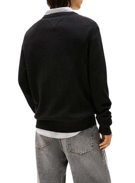 Camisa Tommy Jeans Slim preta para homem.