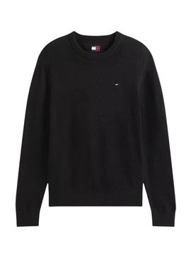 Camisa Tommy Jeans Slim preta para homem.