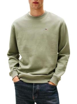 Camisola Tommy Jeans Crew verde para homem