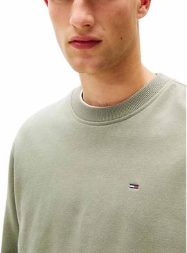 Camisola Tommy Jeans Crew verde para homem