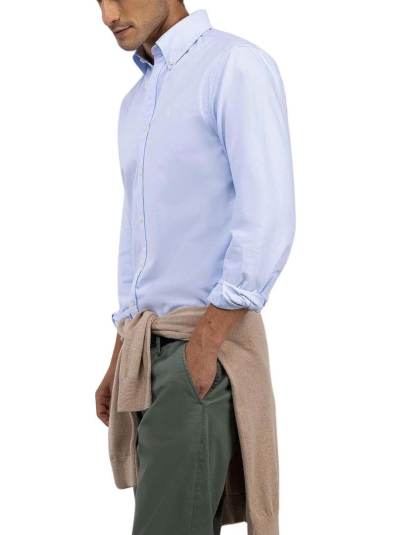 Camisa El Ganso Oxford azul para homem.