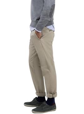 Calça chinesa El Ganso bege slim fit para homem.