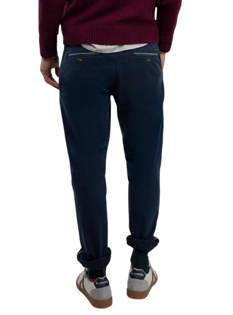Calça chinesa El Ganso azul marinho slim fit para homem.