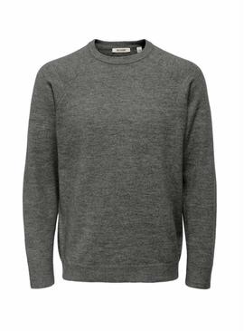 Camisola Only and Sons Thomas regular cinza para homem.