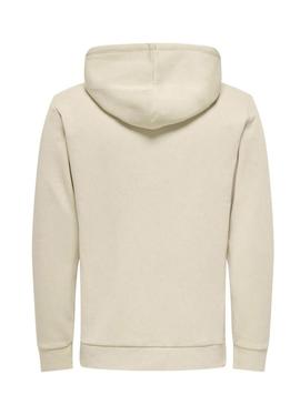 Moletom Only and Sons Chase regular bege para homem.