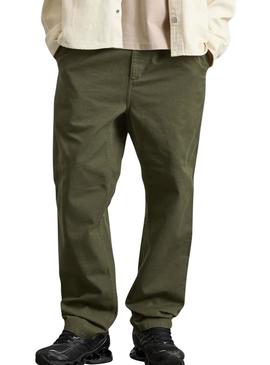 Calça Carhartt Flint verde tingida para homem.