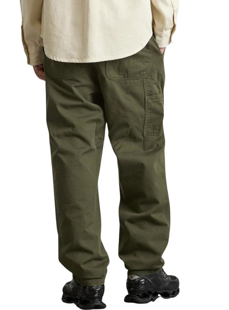 Calça Carhartt Flint verde tingida para homem.
