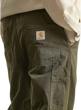 Calça Carhartt Flint verde tingida para homem.
