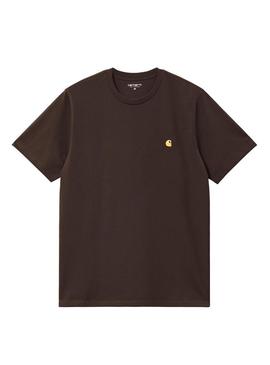 Camiseta Carhartt Chase marrom para homem.