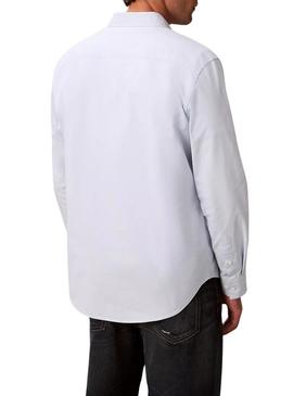 Camisa Calvin Klein Solid Oxford azul para homem.