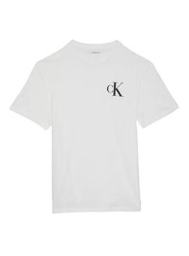 Camiseta Calvin Klein Chest Logo branca para homem.