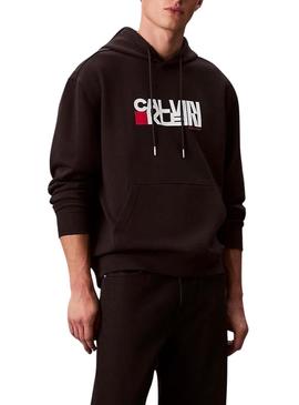 Moletom Calvin Klein CK Redbox preto para homem.