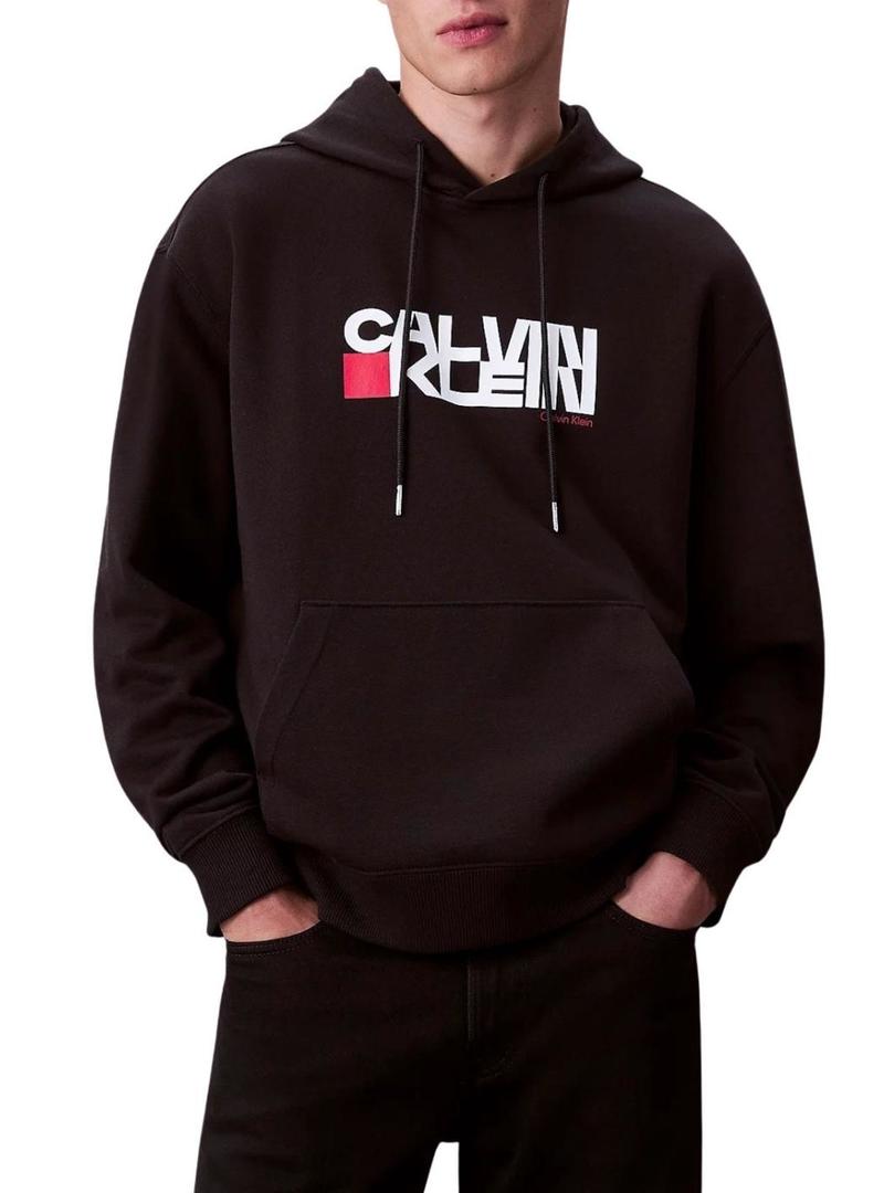 Moletom Calvin Klein CK Redbox preto para homem.