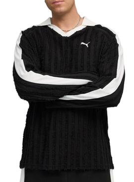 Camisa Polo Puma T7 Relaxada preta para homem.