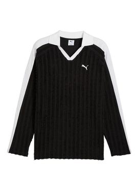 Camisa Polo Puma T7 Relaxada preta para homem.