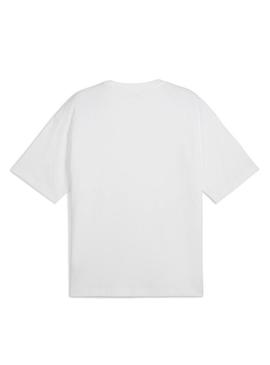 Camiseta Puma Wardrobe Boxy branca para homem.