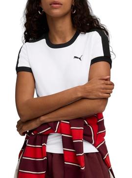 Camiseta Puma T7 slim branca para mulher.