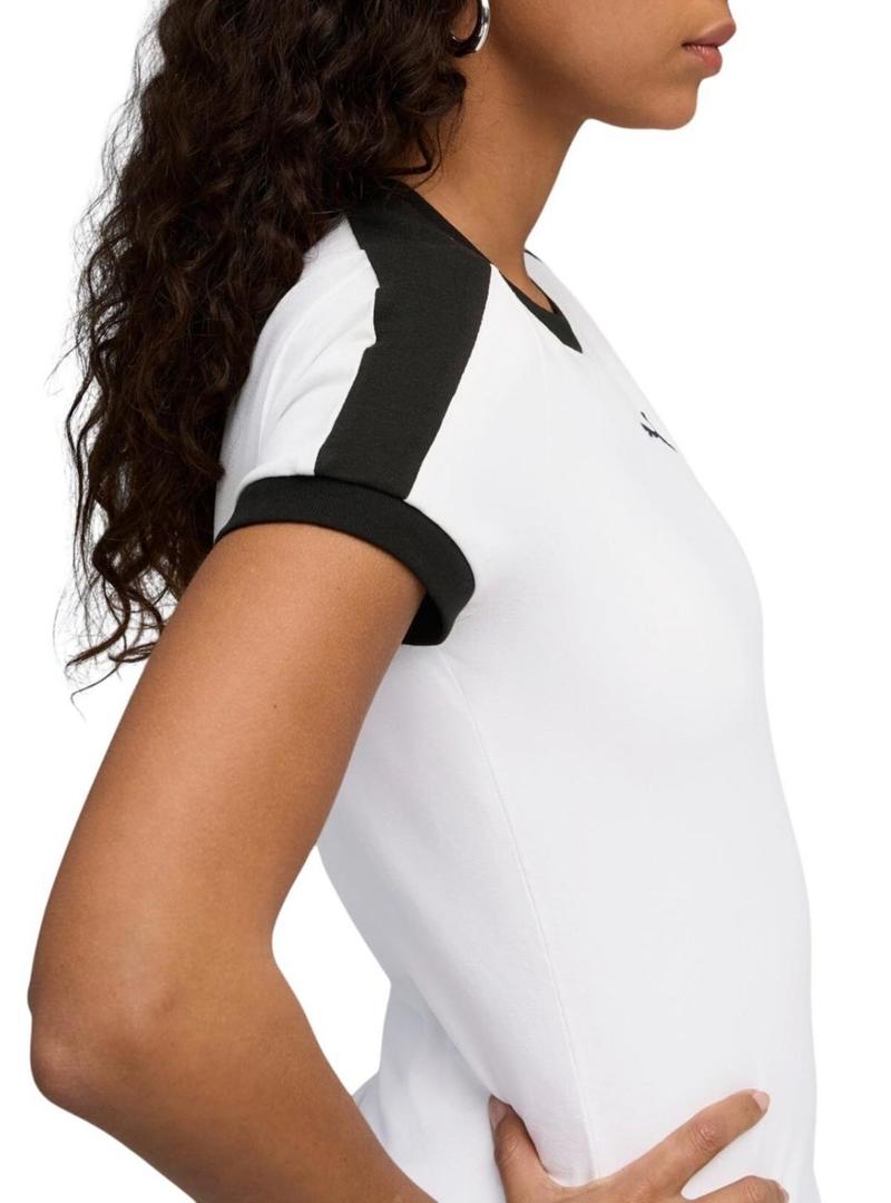 Camiseta Puma T7 slim branca para mulher.