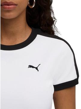 Camiseta Puma T7 slim branca para mulher.