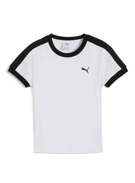 Camiseta Puma T7 slim branca para mulher.