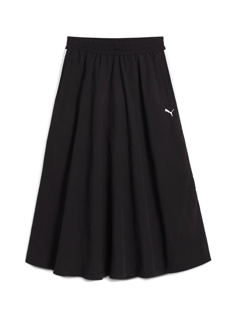 Saia Puma T7 woven midi preta para mulher.