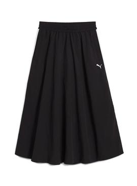 Saia Puma T7 woven midi preta para mulher.