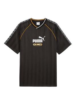 Camiseta Puma King Futebol preta para mulher.
