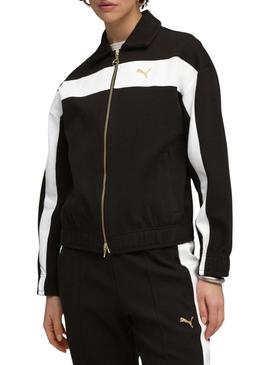 Jaqueta esportiva Puma T7 Relaxed preta para mulher.