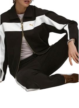 Jaqueta esportiva Puma T7 Relaxed preta para mulher.