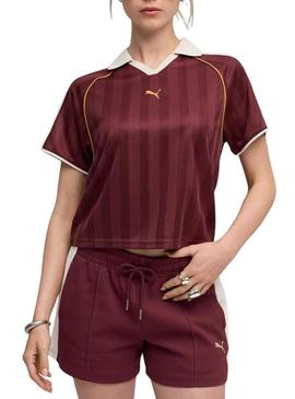 Camiseta Puma T7 Football grená para mulher.
