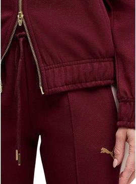 Jaqueta esportiva Puma T7 Relaxed grená para mulher.