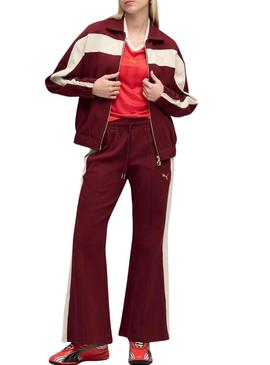 Jaqueta esportiva Puma T7 Relaxed grená para mulher.